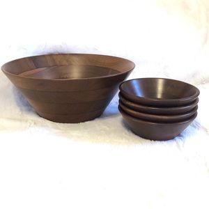 Vermillion Walnut Wooden Bowl Set